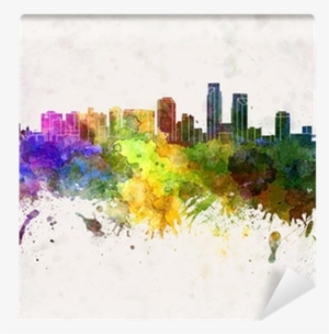 Corpus Christi Skyline In Watercolor Background Wall