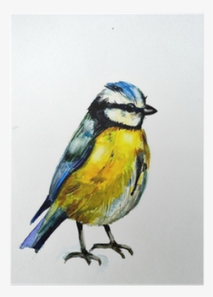 Watercolor Drawing Of Cute Bird Poster - Click Wall Art Cascading Flowers Painting Print