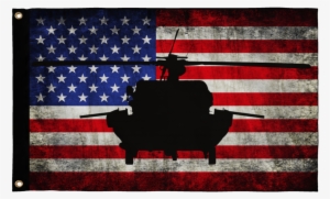 Hh-60 Wall Flag - American Flag And Apache Helicopter