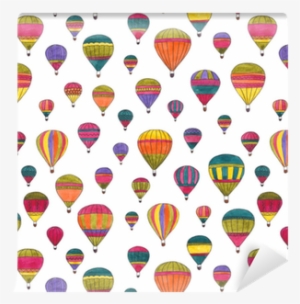 Hot Air Balloons Watercolor Hand Drawn Seamless Pattern - Watercolor Painting