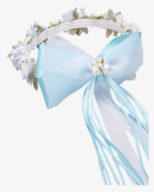 Light Blue Floral Crown Wreath Handmade With Silk Flowers, - Satin