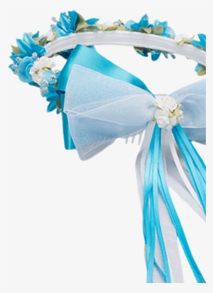 Aqua Silk & Satin Floral Crown Wreath W Back Bows Girls - Crown