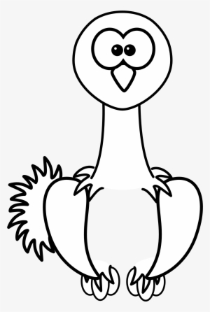 Ostrich Black White Line - Ostrich Coloring Page Cartoon