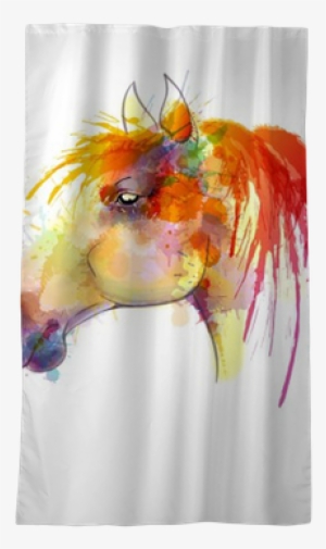 Horse Head Watercolor Painting Blackout Window Curtain - Curtain