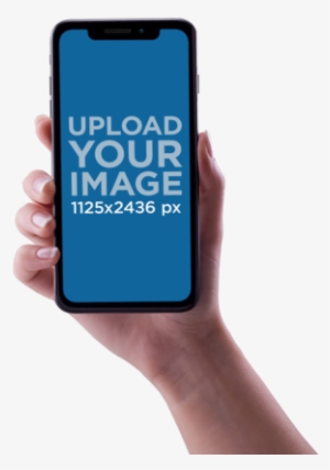 Woman Hand Holding An Iphone X Mockup Against A Transparent - Hand Holding Iphone X