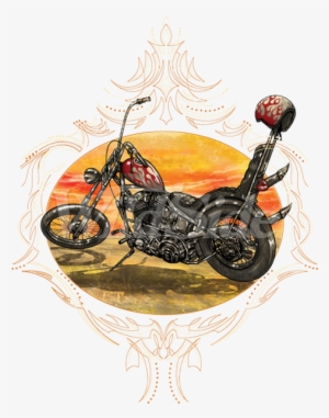 Chopper With Red Flames - Illustration