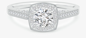 Round Lab Grown Diamond Halo Ring With Cushion Frame