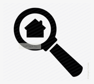 Vector Icon Of House Under Magnifying Glass - Illustration