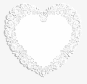 White Lace Heart Shape Frame Pink Background Black - Doily