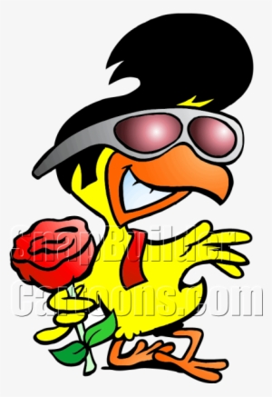 En With Sungles Holding Rose Flower - Elvis Chicken