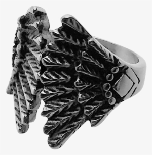 Stainless Steel Eagle Wings Ring - Stainless Steel