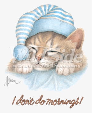 Don't Do Mornings Cat With Hat - Cat With Sleep Cap