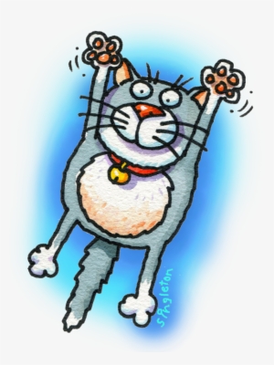 Grey Cat Jumping Mug - Cartoon
