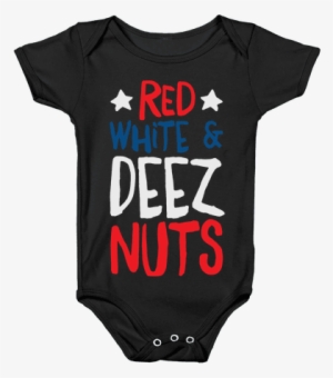 Red White & Deez Nuts Baby Onesy - Anime Baby Shirts
