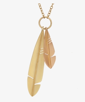 P Native Feather Necklace Web - Gold Native Feather Necklace