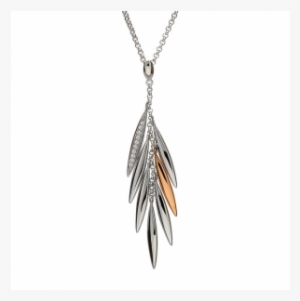 Your - Sterling Silver & Rose Gold Feather Drop Earrings.