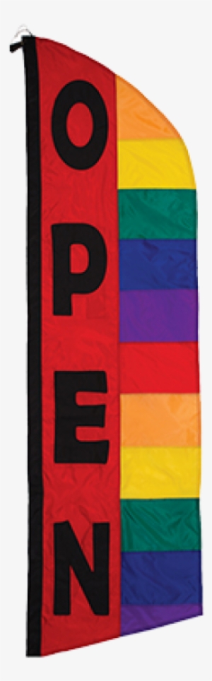 "open" Rainbow Feather Banner Flag - Commercial Retail Store Open
