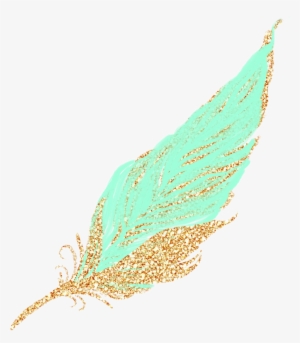 Feathers Feather Pastel Golden Gold Glitter Teal Mintgr - Feather
