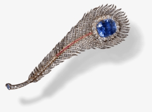 Peacock Feather Rooch Prosper Morel Circa 1870 Gold - Sapphire And Diamond Feather Brooch