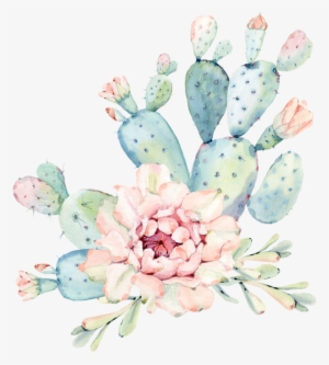 $ - Hand Drawn Watercolor Saguaro Cactus Round Mosue Pad