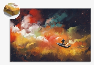 Fotoleinwand - Man On A Boat In The Outer Space