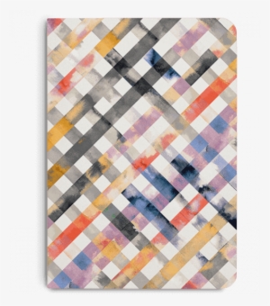 Gingham Watercolor Orange Yellow A5 Notebook Plain - Watercolor Painting