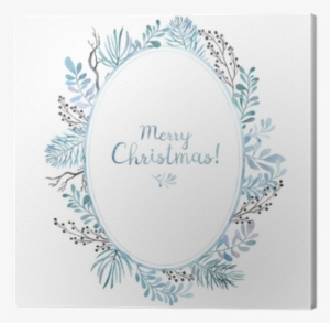 Watercolor Oval Frame Of Different Branches - Watercolor Painting