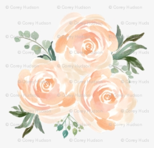 Peach Watercolor Floral Bunch - Peach Floral Watercolor Png
