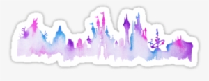 Disney World Magic Kingdom Watercolor Skyline By Tachadesigns - Watercolour Blue And Purple