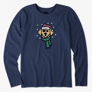 Women's Holiday Dog Long Sleeve Crusher - T-shirt