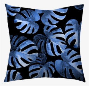 Seamless Floral Pattern With Stylized Watercolor Exotic - Fondos De Hojas Azul Y Negro