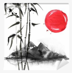Traditional Beautiful Watercolor Hand Drawn Illustration - Japanese Bamboo Painting