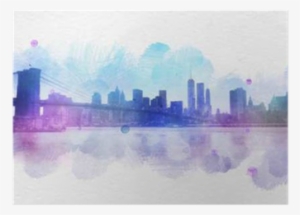 Blank New York City Watercolor Postcard Poster • Pixers® - Brooklyn Bridge