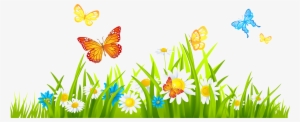 Clipart Freeuse Download Png Hd Of Butterflies And - Grass With Flower Clipart