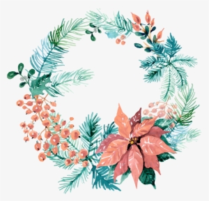1 - Watercolor Christmas Wreath Png