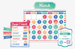 Watercolor Calendar Bulletin Board Display Set - Calendar Bulletin Board Sets