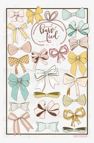 Tied Bow Clipart Hand Drawn Ribbons In 2018 - Leptidea