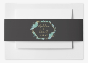 Aqua Teal Watercolor Succulents Gold Foil Frame & Black - Bachelorette Party