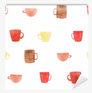 Watercolor Coffee Mugs Pattern - Illustration