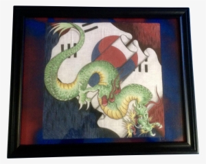 Vintage South Korean Dragon Flag Batik Painting - Korean Dragon