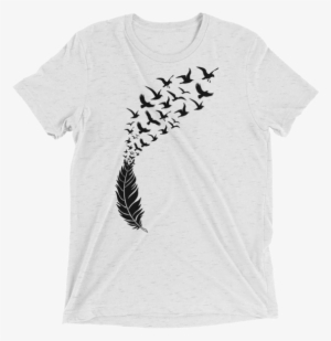 Black Feathers With Flying Birds Short Sleeve Unisex - Transparent Background Feather Png