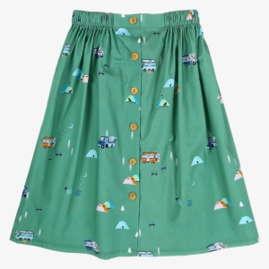 Sea Apple Campsite Green Button Down Midi Skirt - Sea Apple