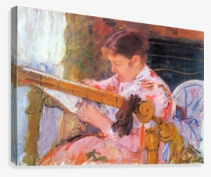 Lydia At The Cord Framework By Cassatt Canvas Print - Mary Cassatt Lydia Seated In Garden With Dog