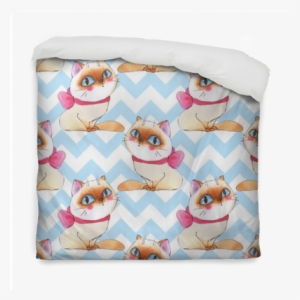 Watercolor Cartoon Cats, Seamless Pattern 7 Duvet Cover - Pattern