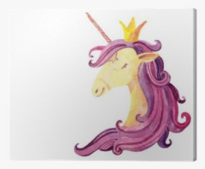 Watercolor Fairy Tale Card With Magic Unicorn Canvas