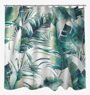 Watercolor Texture With Green Branches On White Background - Bed Skirt