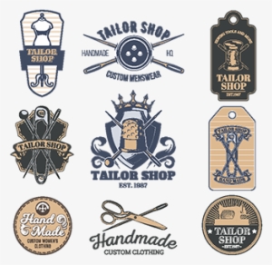 Set Of Vector Tailor Emblem, Signage, Logo, Tailor, - Vector Graphics