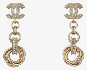 Earrings Metal Diamantés Gold Transparent Chanel Png - Earring