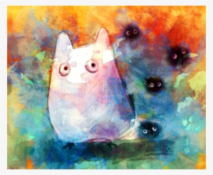 “chibi Totoro And Dust Bunnies - Totoro Dust Bunny