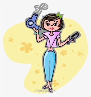 Woman With Hair Dryer And Hair Brush - Imagem De Secador E Escova